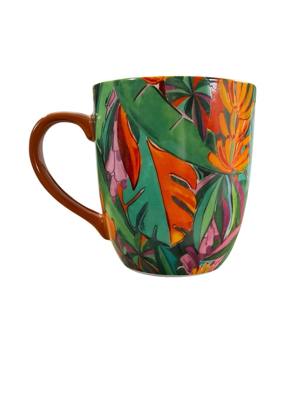 Farm Rio Banana Foliage Bright Day Mug 16 Oz Tropical Jungle Floral Coffee Cup - Picture 3 of 6